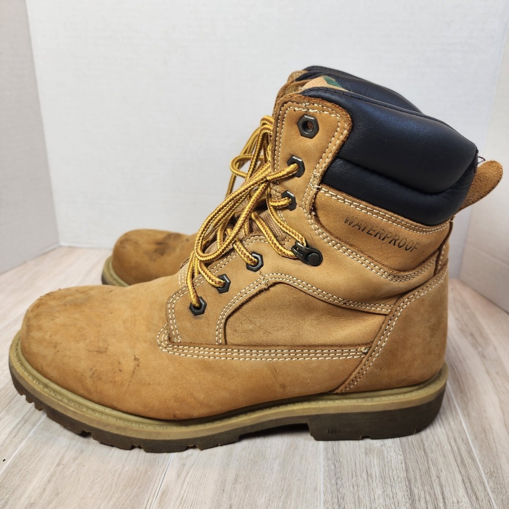 Brahma Mens Work Boots Size 9 Wheat Leather Waterproof Steel toe oil resistant - Picture 4 of 16
